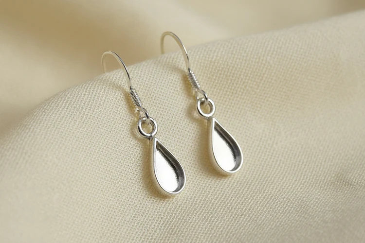 Pear shape silver drop earrings