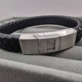 Black leather memorial bracelet