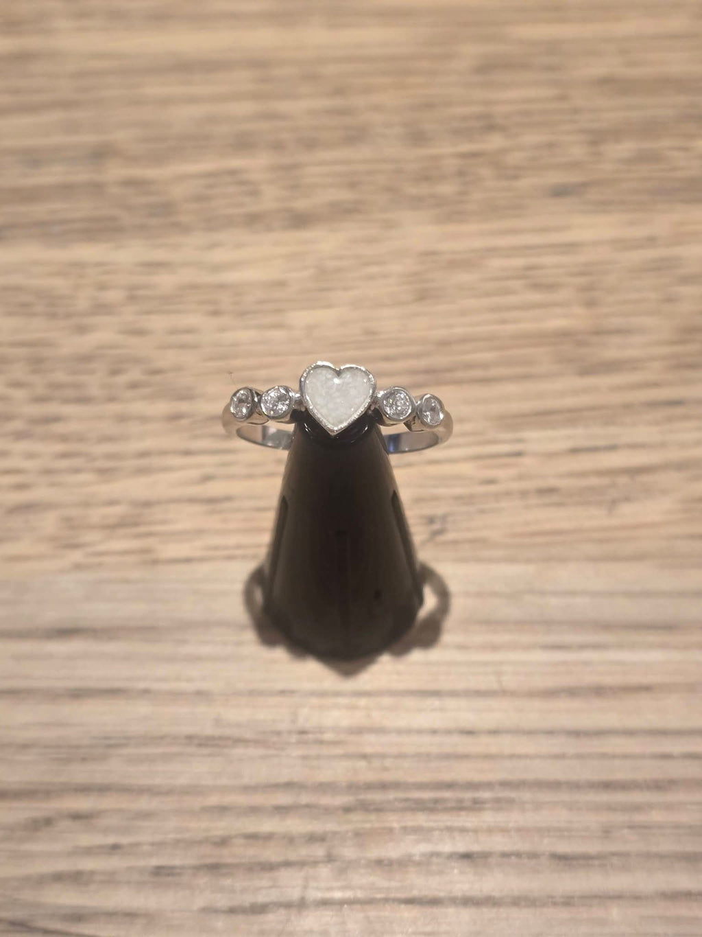 Silver heart ring with cz stones