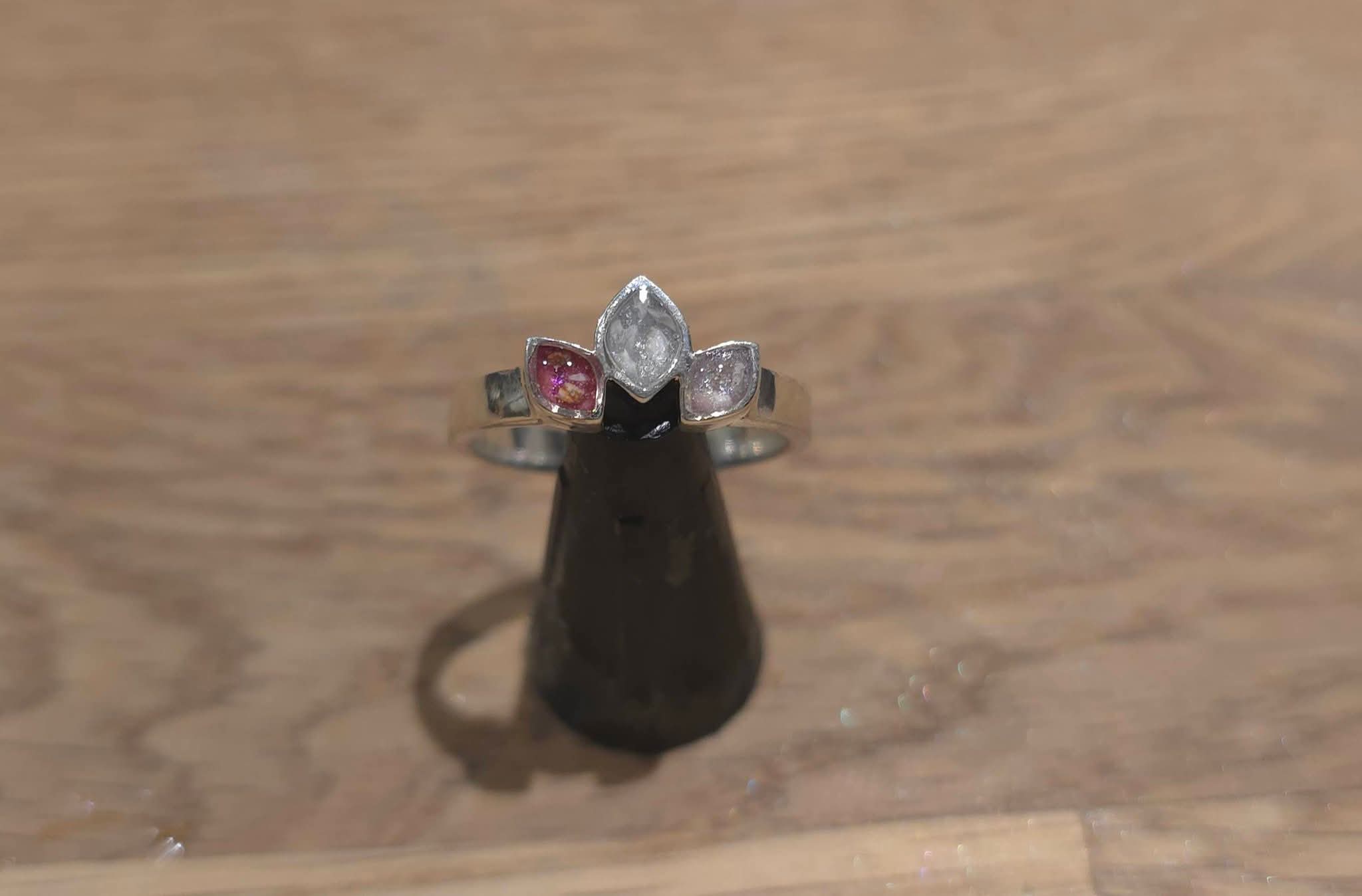 Plain triple leaf silver ring