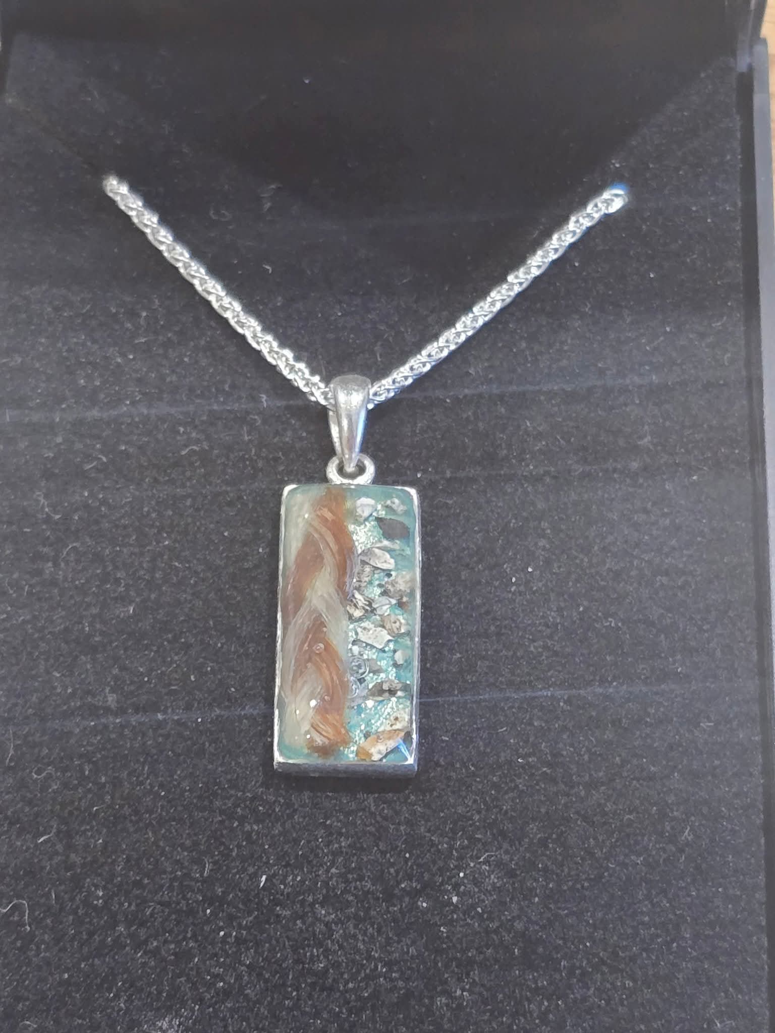 Rectangular Solid Back Silver Pendant
