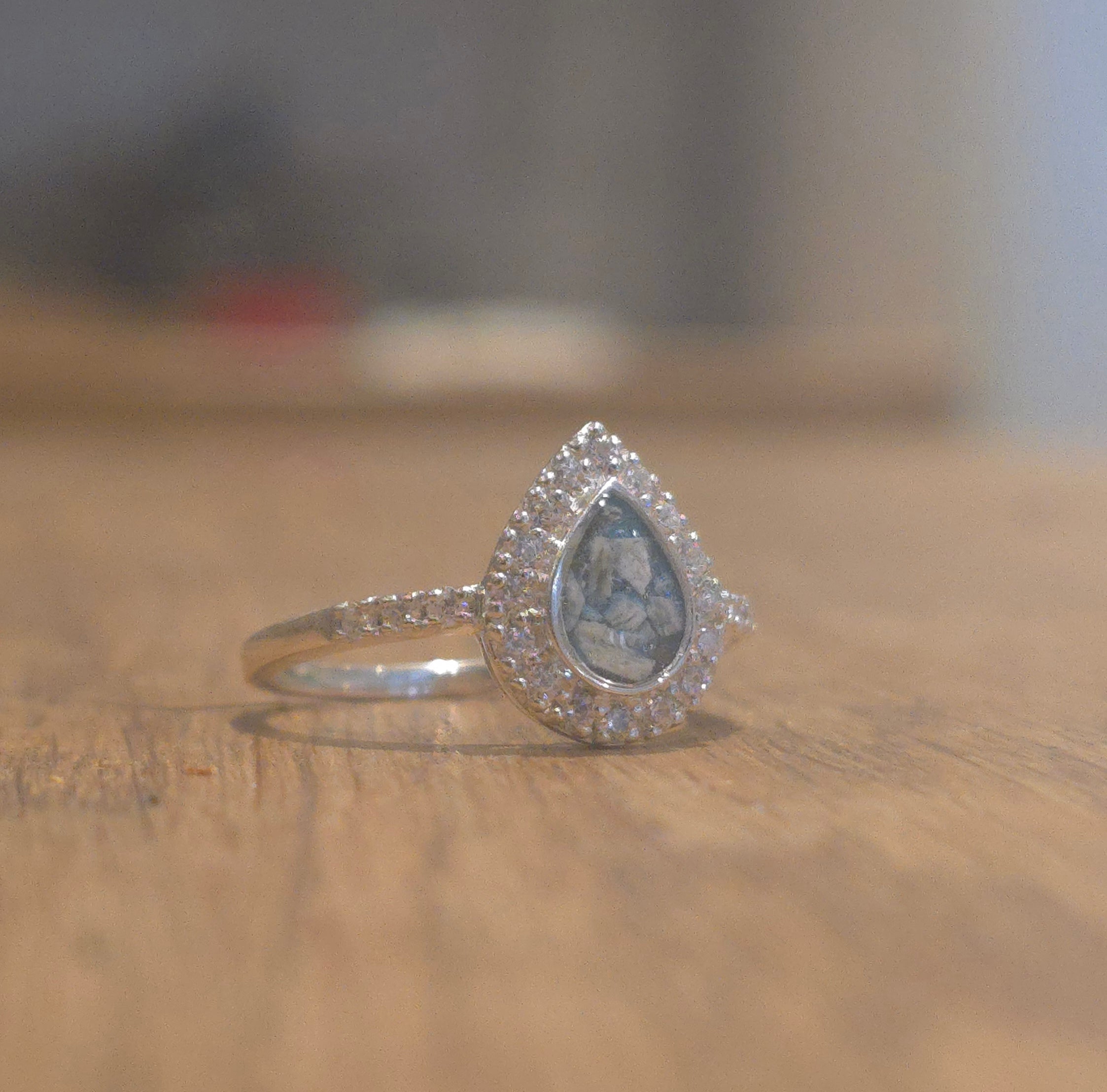 Diamante teardrop ring