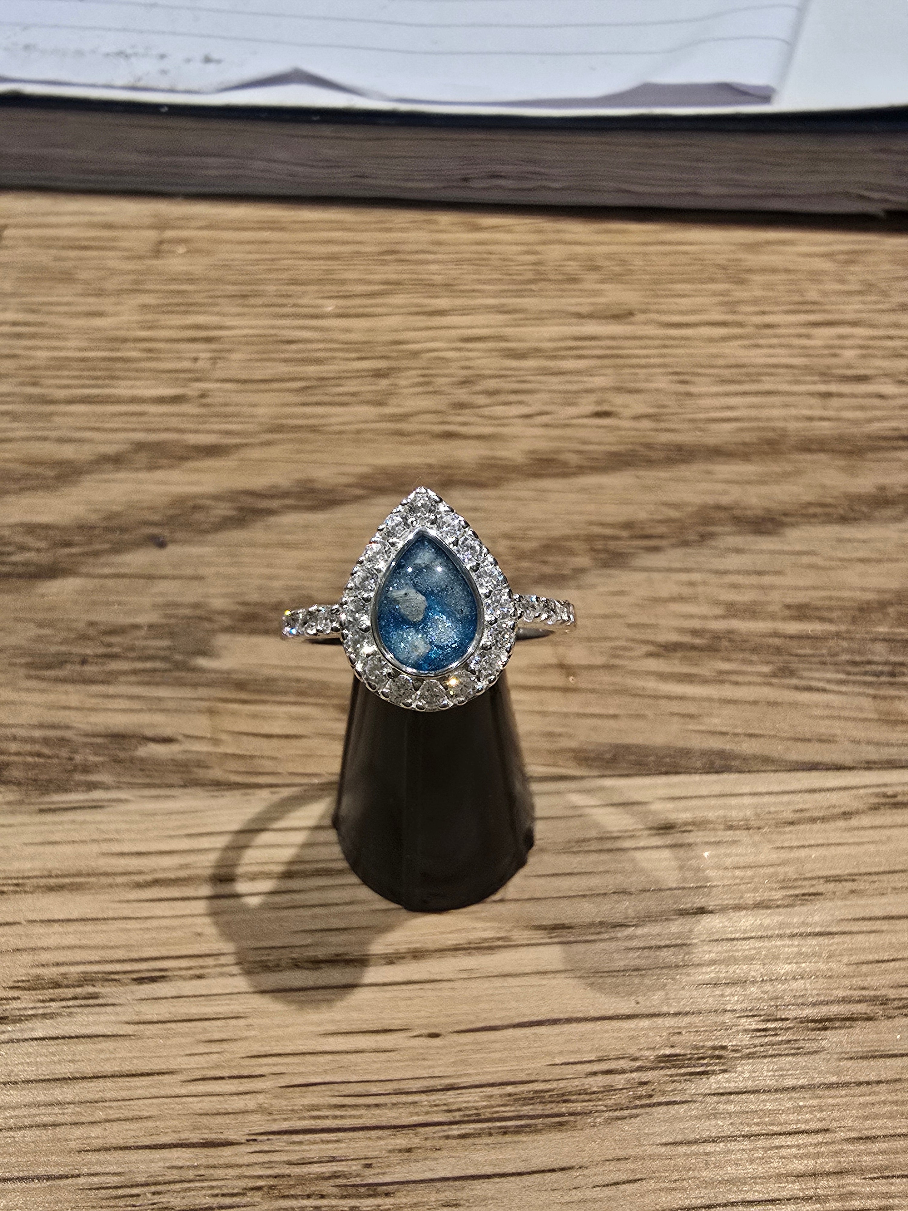 Diamante teardrop ring