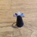 Triple leaf silver ring with CZ stones