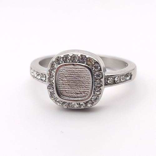 Stainless Steel CZ Pillow Ring