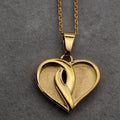 Stainless steel crossover heart pendant - gold pvd