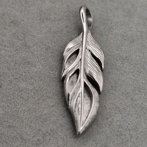 Stainless steel feather blank pendant