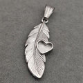 Stainless steel feather heart pendant