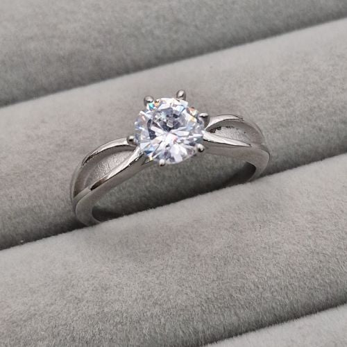 Stainless Steel Solitaire Ring