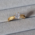 Stainless Steel Solitaire Ring - gold pvd