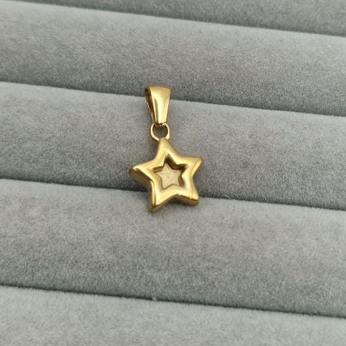 Stainless steel mini star pendant - gold pvd